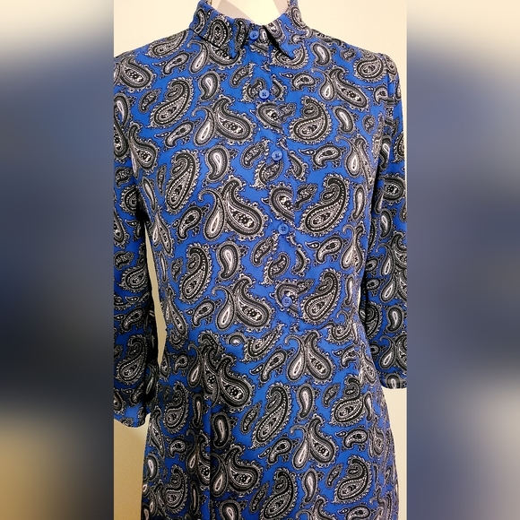 Beautiful Banana Republic Blue Paisley Shirt Dress size 4 - Picture 5 of 14